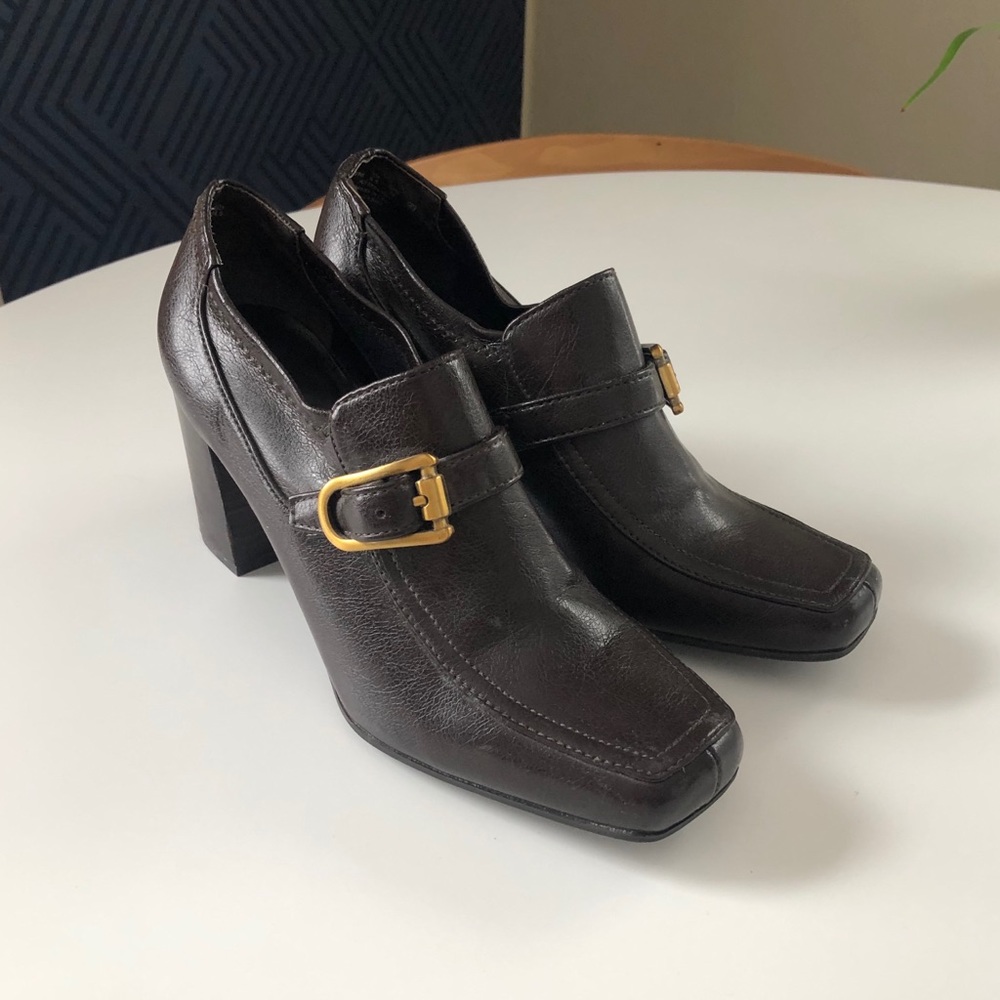 Franco Sarto Block Heel Leather Man Made SZ 7.5